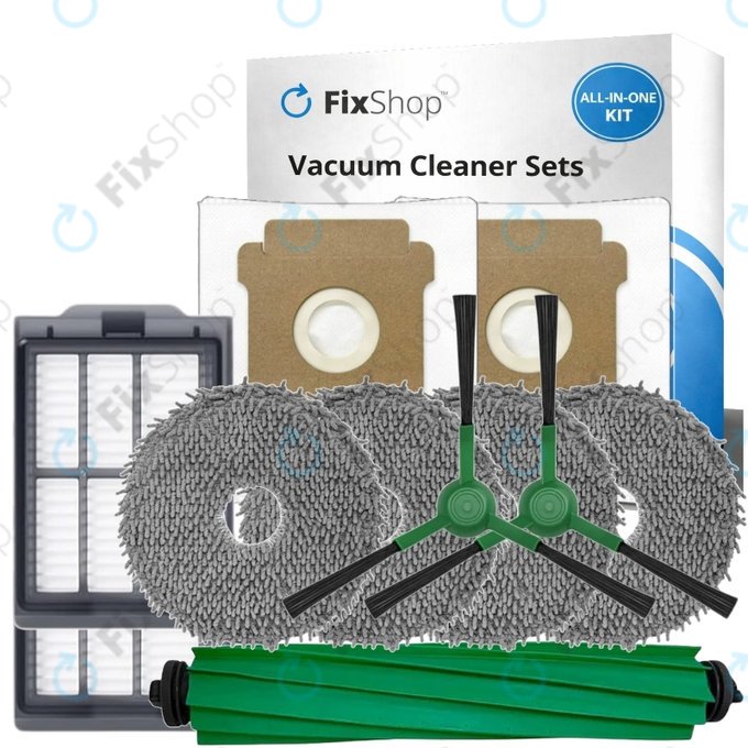 Sada náhradních dílů pro iRobot Roomba Plus 405 Combo, 505 Combo (1x Hlavní kartáč, 2x Filtr, 2x Boční kartáč, 4x Mopovací útěrka, 2x Sáček na prach)