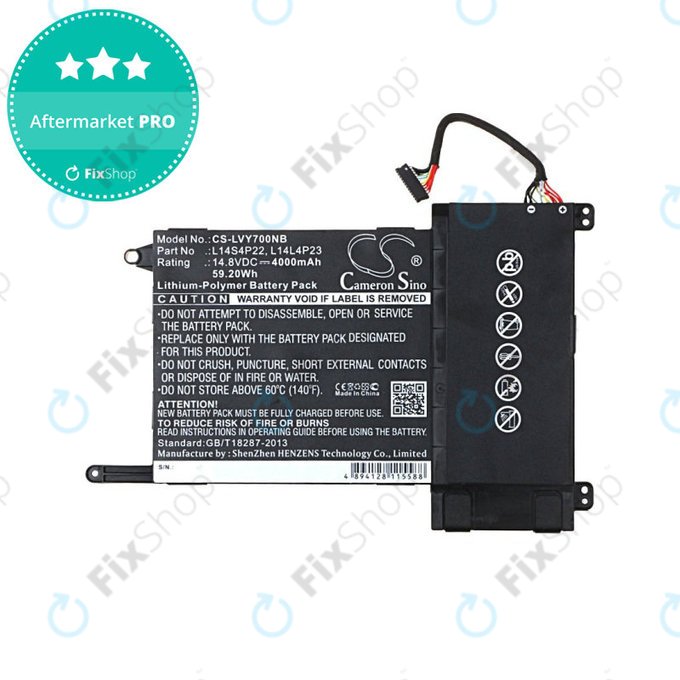 Baterie pro Lenovo Eraser Y700, IdeaPad Y700, 4000mAh, Li-Pol, 14.8V, L14S4P22, HQ