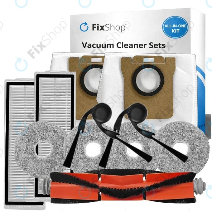 Sada náhradních dílů pro Xiaomi Robot Vacuum 5, 5 Pro (1x Hlavní kartáč, 2x Filtr, 2x Boční kartáč, 4x Mopovací útěrka, 2x Sáček na prach)