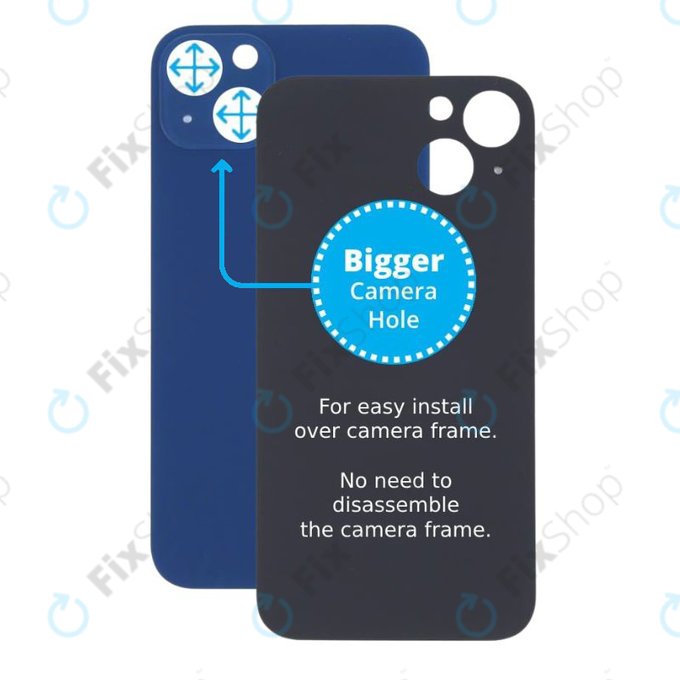 Apple iPhone 13 - Sklo Zadního Housingu se Zvětšeným Otvorem na Kameru (Blue)