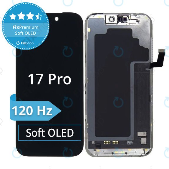 Displej Soft OLED 120Hz pro iPhone 17 Pro, Dotykové sklo s rámem, FixPremium