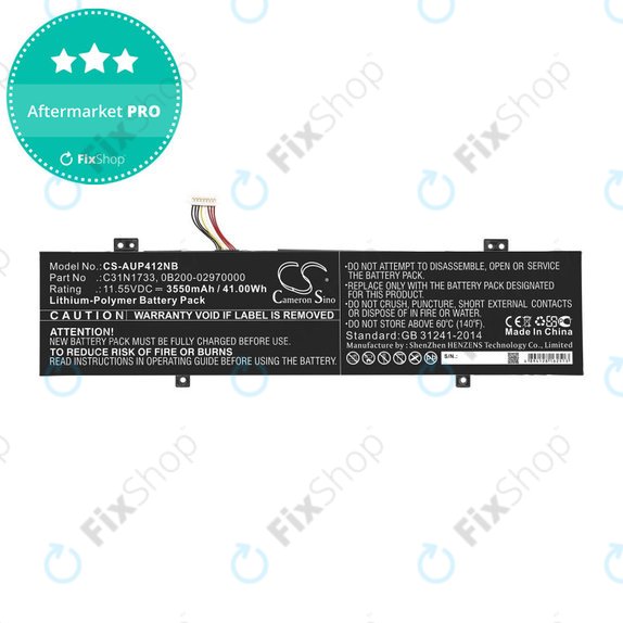 Baterie pro Asus VivoBook Flip 14 Tp412fa/ua, 3550mAh, Li-Pol, 11.55V, C31N1733, HQ