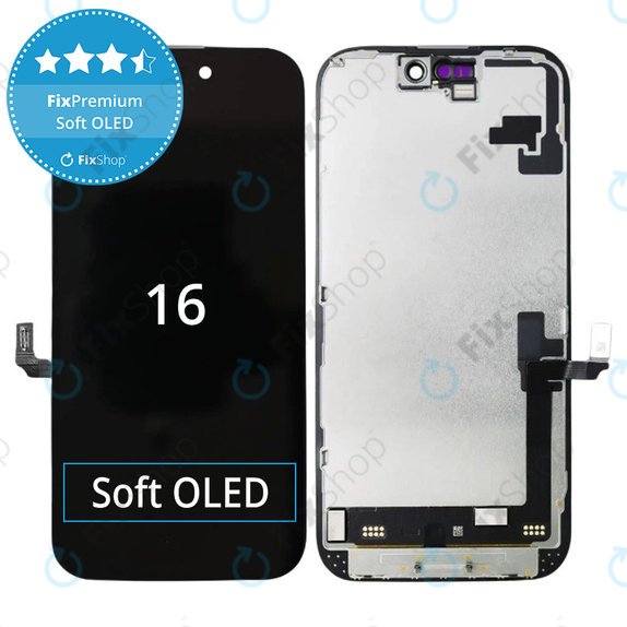 Displej Soft OLED pro iPhone 16, Dotykové sklo s rámem, DIAGNOSTIC