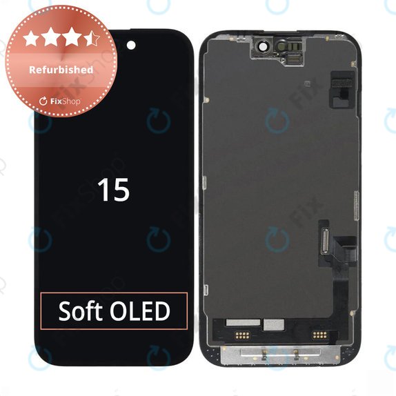 Displej pro iPhone 15, Dotykové sklo s rámem, Refurbished