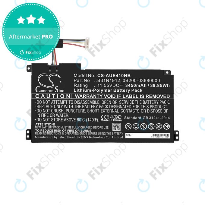 Baterie pro Asus VivoBook 14 E410ma, F414ma, L410ma, 3450mAh, Li-Pol, 11.55V, B31N1912, HQ
