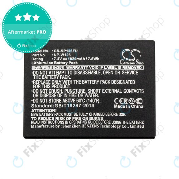 Baterie pro Fujifilm FinePix, 1020mAh, Li-Ion, 7.4V, NP-W126, NP-W126S, HQ