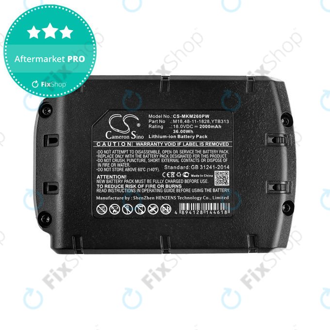 Baterie pro Milwaukee, Atlas Copco, Berner, 2000mAh, Li-Ion, 18V, M18, HQ