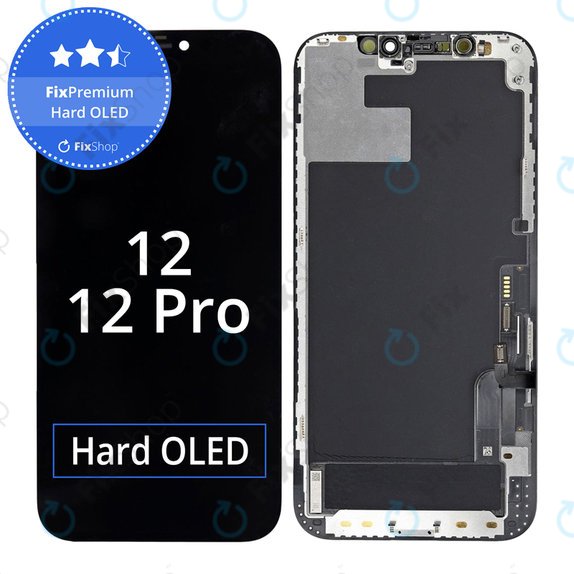 Displej Hard OLED pro iPhone 12, 12 Pro, Dotykové sklo s rámem, FixPremium