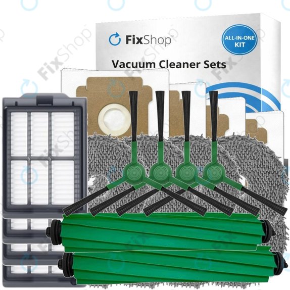 Sada náhradních dílů pro iRobot Roomba Plus 405 Combo, 505 Combo (2x Hlavní kartáč, 4x Filtr, 4x Boční kartáč, 8x Mopovací útěrka, 4x Sáček na prach)