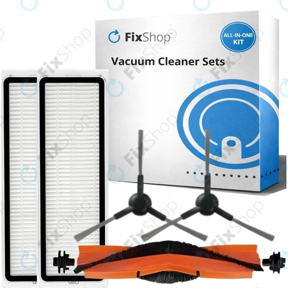 Sada náhradních dílů pro Xiaomi Mi Robot Vacuum S20+, S10+, X20+, X10+ (1x Hlavní kartáč, 2x Filtr, 2x Boční kartáč – černý)