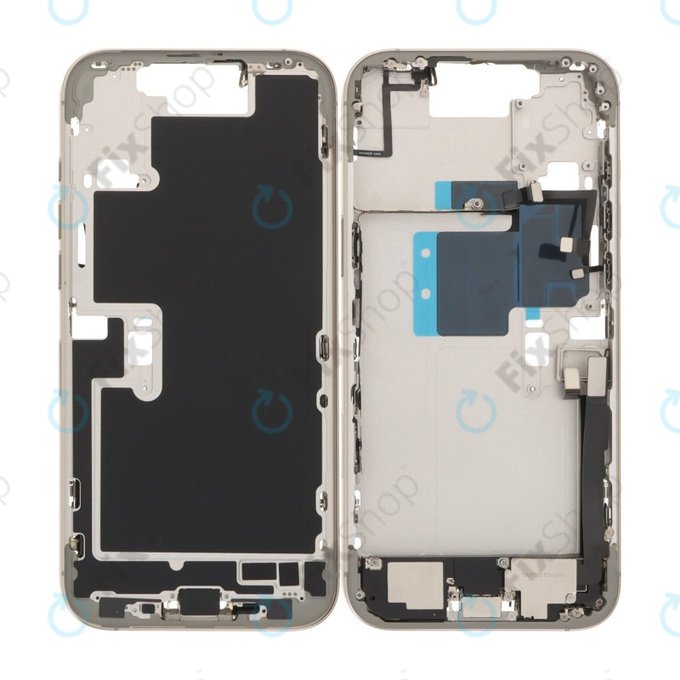 Apple iPhone 16 Pro Max - Střední Rám + Tlačítka Zapnutí, Hlasitosti a Kamery (Natural Titanium)