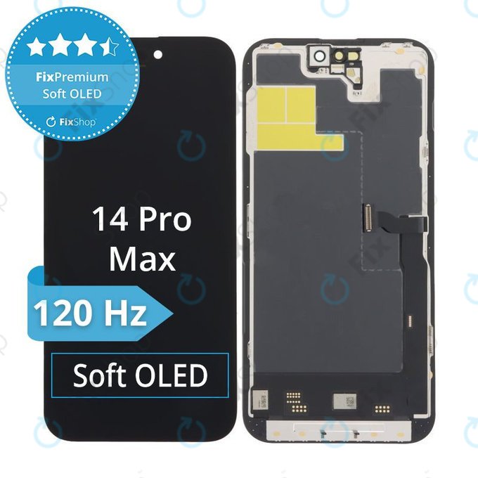 Displej Soft OLED 120Hz pro iPhone 14 Pro Max, Dotykové sklo s rámem, FixPremium