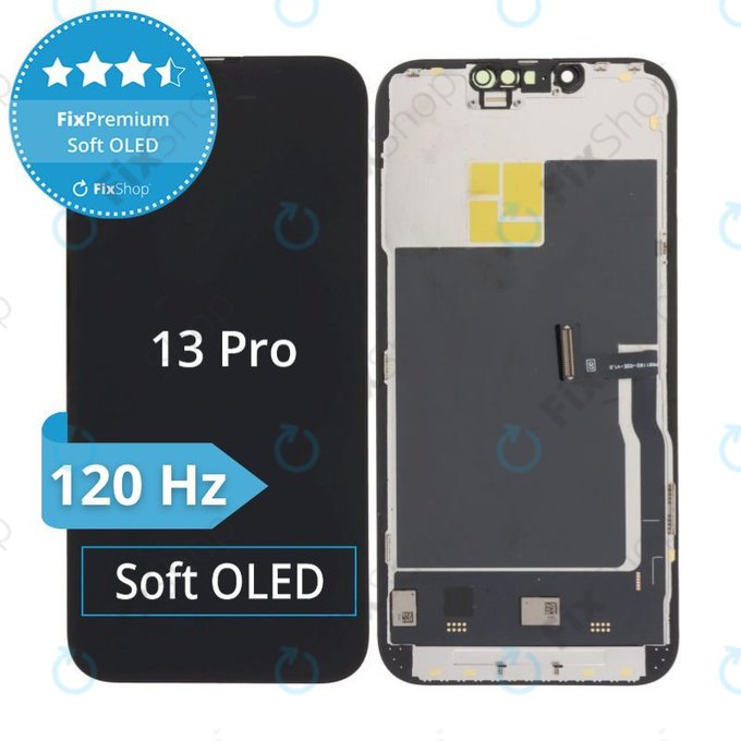 Displej Soft OLED 120Hz pro iPhone 13 Pro, Dotykové sklo s rámem, FixPremium