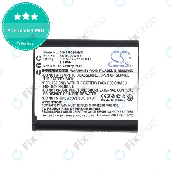 Baterie pro Samsung Gear 360, 1300mAh, Li-Ion, 3.85V, EB-BC200ABE, HQ