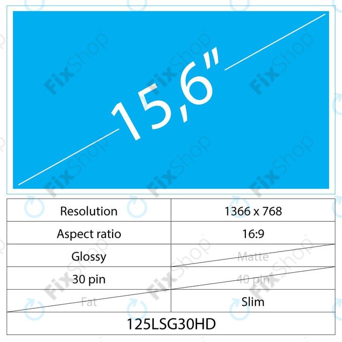 15.6 LCD Slim Lesklý 30 pin Full HD Bez úchytov