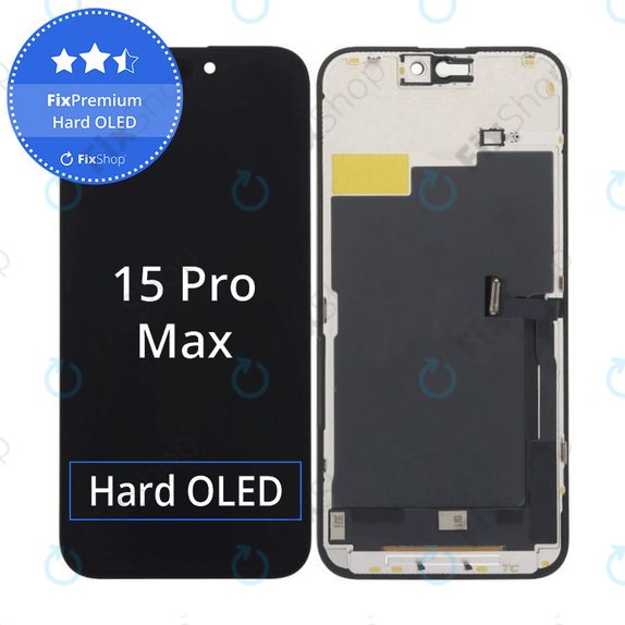 Displej Hard OLED pro iPhone 15 Pro Max, Dotykové sklo s rámem, FixPremium