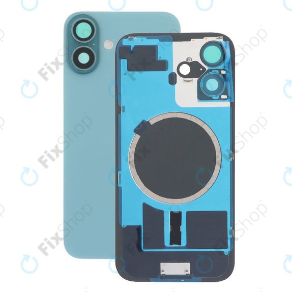Apple iPhone 16 Plus - Sklo Zadního Housingu + Sklíčko Kamery + Kovová Destička + Magsafe Magnet (Teal)