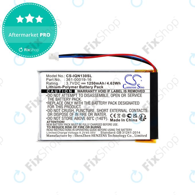 Baterie pro Garmin Nüvi 1300, 1350, 1370, 1390, 1490, 1250mAh, Li-Pol, 3.7V, 361-00019-16, HQ