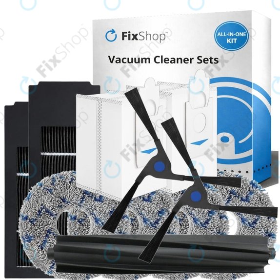 Sada náhradních dílů pro Ecovacs Deebot X2 Omni (1x Hlavní kartáč, 2x Filtr, 2x Boční kartáč, 4x Mopovací útěrka, 2x Sáček na prach)