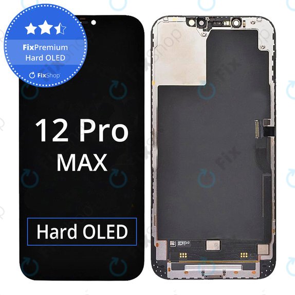 Displej Hard OLED pro iPhone 12 Pro Max, Dotykové sklo s rámem, FixPremium