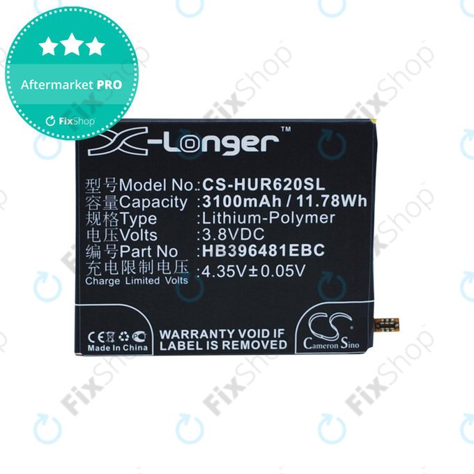 Baterie pro Huawei Ascend Y6 2, Honor 5a, Huawei G7 Plus, 3100mAh, Li-Pol, 3.8V, HB396481EBC, HQ