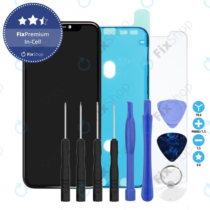Displej In-Cell FHD pro iPhone 11, Dotykové sklo s rámem, Lepka (Adhesive), Tvrzené sklo, Nářadí, FixPremium