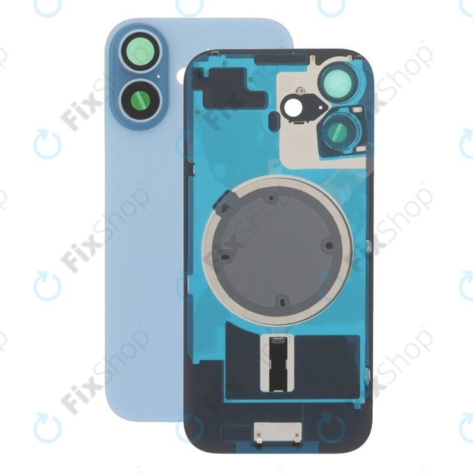 Apple iPhone 17 - Sklo Zadního Housingu + Sklíčko Kamery + Kovová Destička + Magsafe Magnet (Mist Blue)