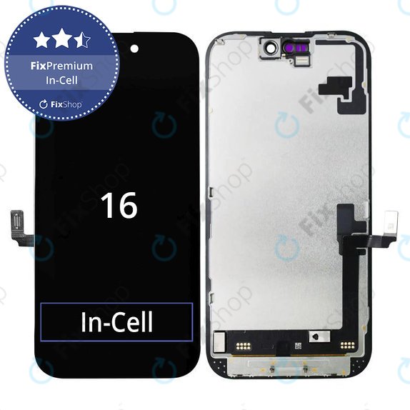 Displej In-Cell FHD pro iPhone 16, Dotykové sklo s rámem, FixPremium