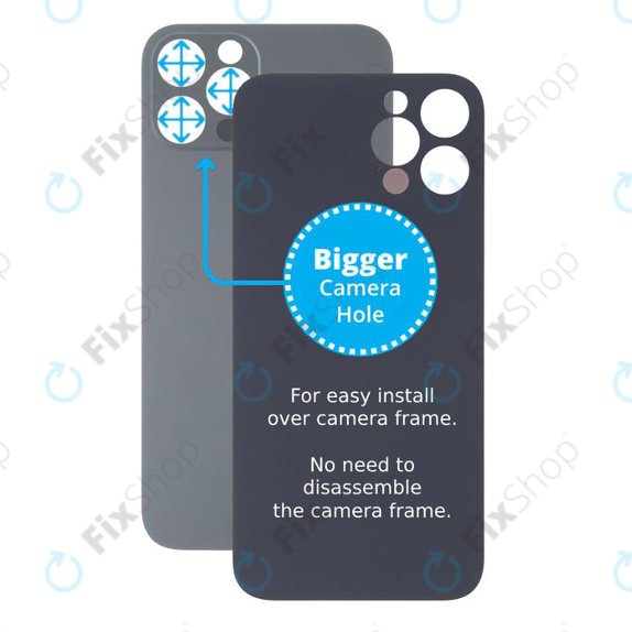 Apple iPhone 13 Pro Max - Sklo Zadního Housingu se Zvětšeným Otvorem na Kameru (Graphite)