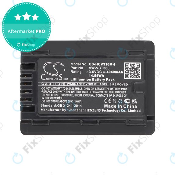 Baterie pro Panasonic HC-550EB, 4040mAh, Li-Ion, 3.6V, VW-VBT380, HQ