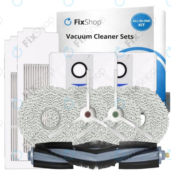 Sada náhradních dílů pro Ecovacs T20, T20 Max, T20 Pro (1x Hlavní kartáč, 2x Filtr, 2x Boční kartáč – bílý, 4x Mopovací útěrka, 2x Sáček na prach)