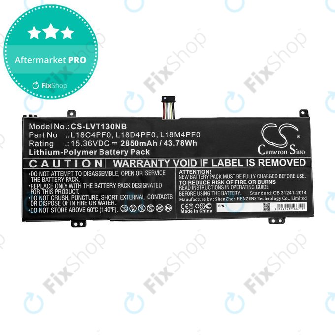 Baterie pro Lenovo ThinkBook 13s, 14s, 2850mAh, Li-Pol, 15.36V, L18C4PF0, HQ