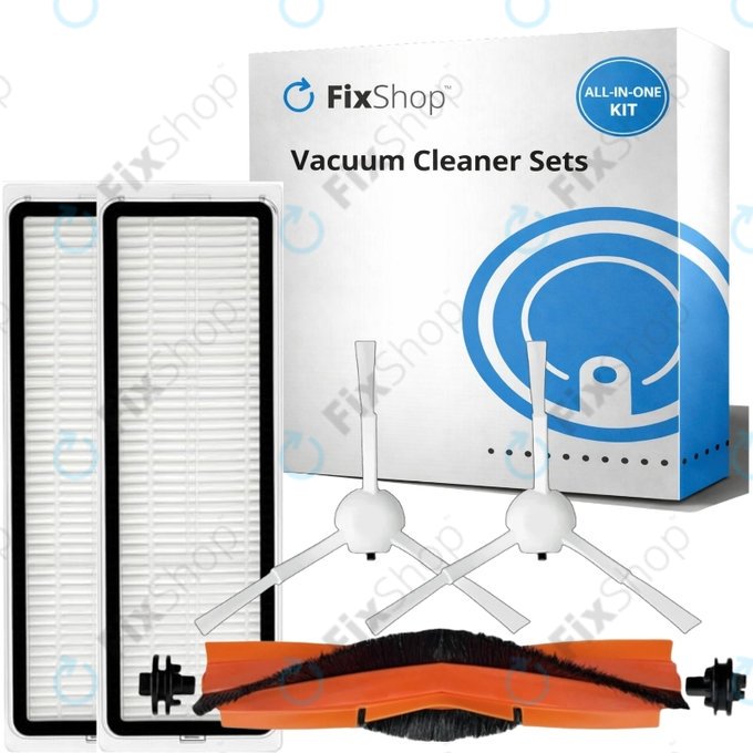 Sada náhradních dílů pro Xiaomi Mi Robot Vacuum S20+, S10+, X20+, X10+ (1x Hlavní kartáč, 2x Filtr, 2x Boční kartáč – bílý)