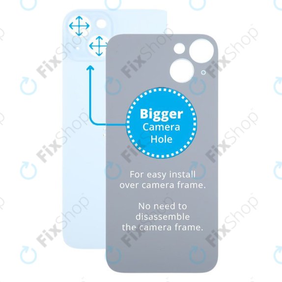 Apple iPhone 15 Plus - Sklo Zadního Housingu se Zvětšeným Otvorem na Kameru (Blue)