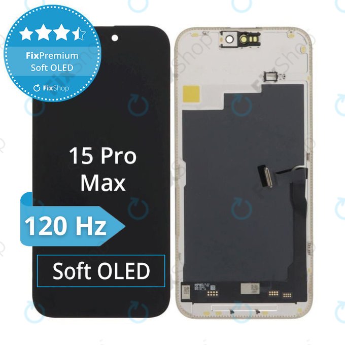 Displej Soft OLED pro iPhone 15 Pro Max, Dotykové sklo s rámem, DIAGNOSTIC