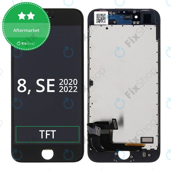 Displej pro iPhone 8, SE (2020), SE (2022), Black, Dotykové sklo s rámem