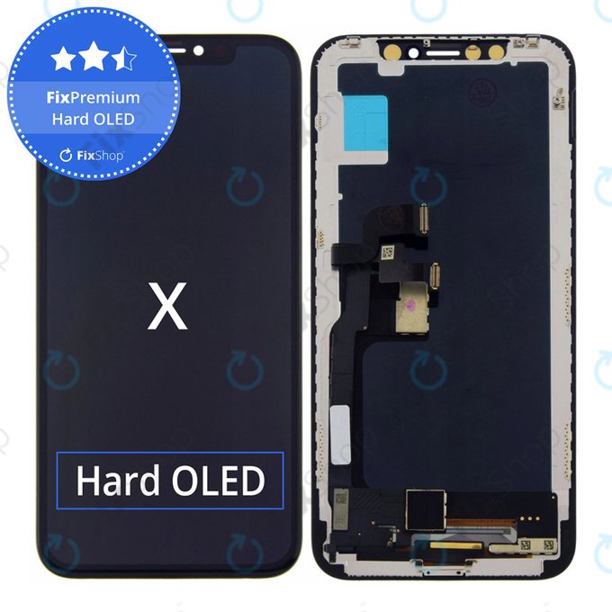 Displej Hard OLED pro iPhone X, Dotykové sklo s rámem, FixPremium