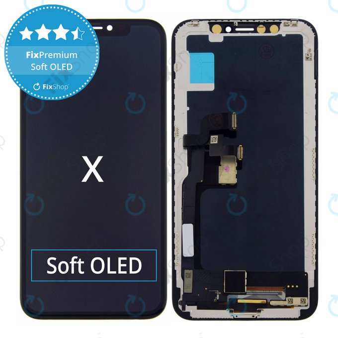 Displej Soft OLED pro iPhone X, Dotykové sklo s rámem, FixPremium