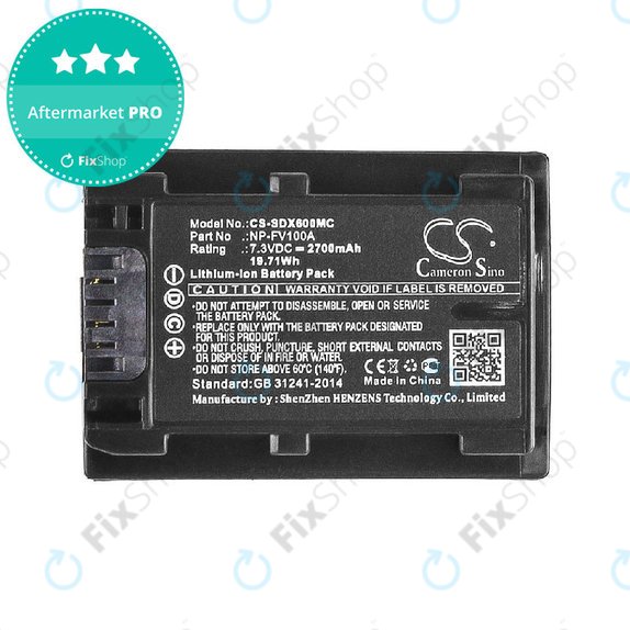 Baterie pro Sony FDR-AX, HDR-CX, HDR-CX HDR-PJ, NEX-VG30, 2700mAh, Li-Ion, 7.3V, NP-FV100A, HQ
