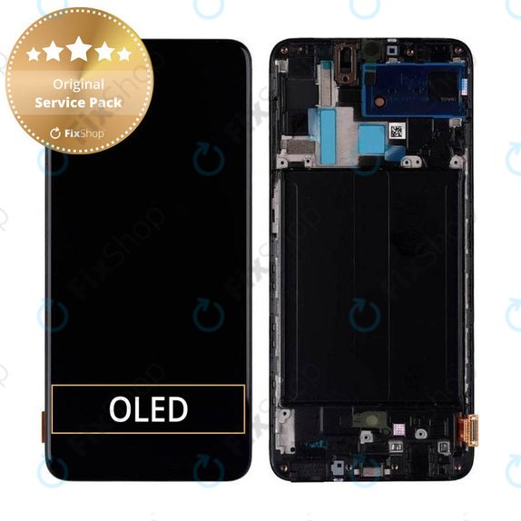 Samsung Galaxy A70 A705F - LCD Displej + Dotykové Sklo + Rám (Black) - GH82-19747A, GH82-19787A Genuine Service Pack