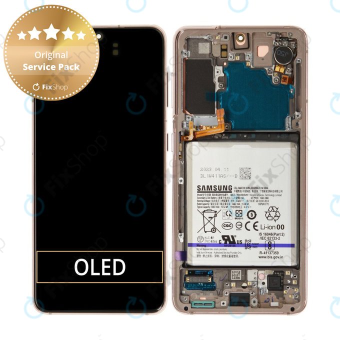 Samsung Galaxy S21 G991B - LCD Displej + Dotykové Sklo + Rám + Baterie (Violet) - GH82-27254B Genuine Service Pack