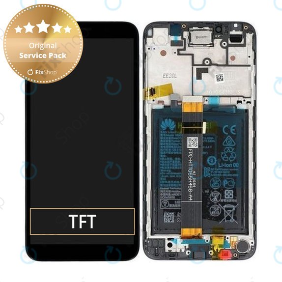 Huawei Y5p - LCD Displej + Dotykové Sklo + Rám + Baterie (Black) - 02353RJP Genuine Service Pack