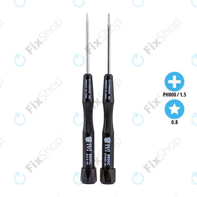 Best 8800C - Šroubováky - Pentalobe PL1 (0.8mm) + Phillips PH000 (1.5mm)